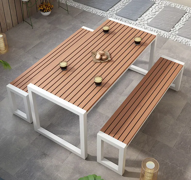 Fabrikant Directe Verkoop Outdoor Openbare Eettafel Stoel Sets Tuin Bankje Meubels