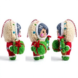 El Mejor Adorno Navideño de Fieltro Hecho a Mano en el Himalaya, 100% Lana Certificada, Muñeco Decorativo para Árbol, Soporte de Montaje, Estilo Tradicional, Comercio Justo - Product Image 3