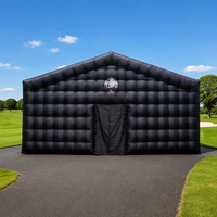 Tente de fête gonflable géante noire pour adultes, portable, avec éclairage LED, pour discothèque, événements et fêtes en plein air