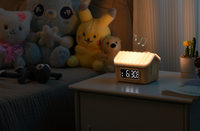 Horloge intelligente LED rechargeable USB 2025 pour enfants avec base E27, design moderne, machine à bruit blanc, intensité réglable, en ABS, pour chambre à coucher