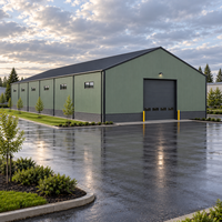 Entrepôt préfabriqué en métal avec structure en acier et panneaux isolés, 350W, pour atelier, bureau ou stockage, idéal pour la livraison en drive-through