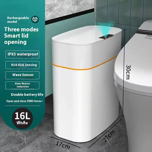 Hộ gia đình thông minh cảm biến cảm ứng hoạt động thân thiện với môi Nhựa thùng rác có thể tự động hẹp vuông lidded - Product Image 3