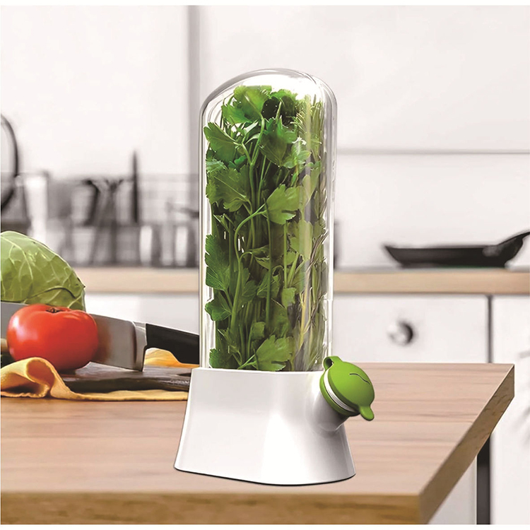 Fresh Herb Keeper for Refrigerator-Space-Saving Cilantro Container for Fridge - Herb Saver for Cilantro, Mint & Asparagus
