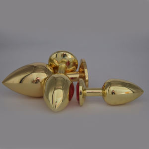 Lootee LHD-GS007m Brinquedos Sexuais Anais Baratos Dilatador Pequeno Plug Anal de Cristal para Casais em Promoção Plug Anal de Metal com Joia em Ouro Rosê - Product Image 4