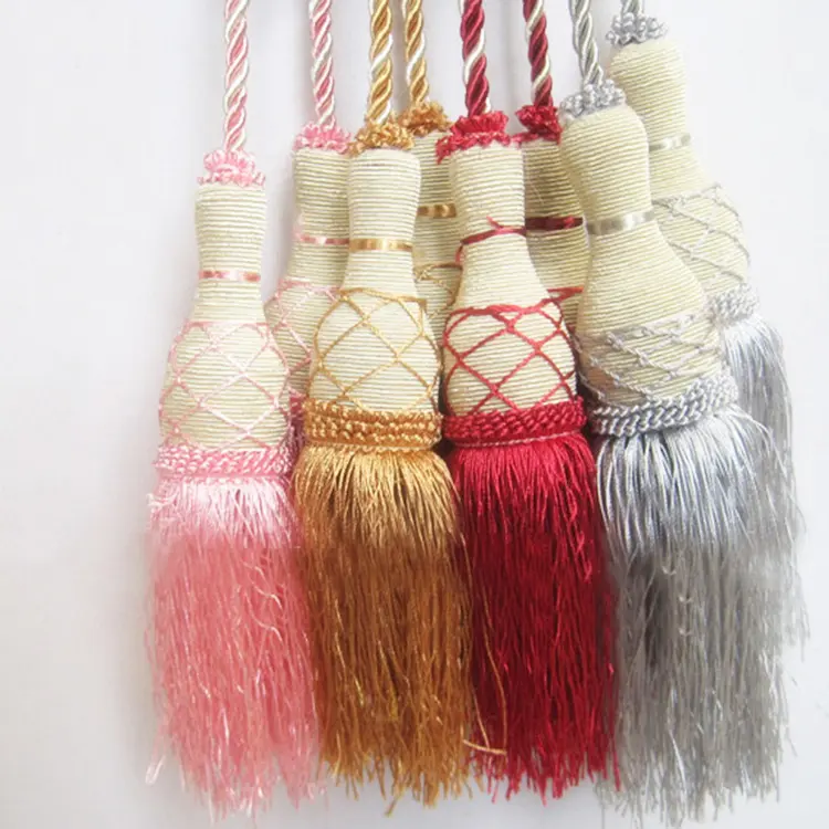 Handmade cheap polyester net tassel tiebacks, curtain accessory tassels