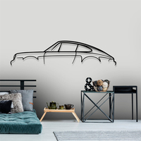 Décoration suspendue d'intérieur de maison de style simple Art mural de garage Silhouette de voiture de sport noire en métal