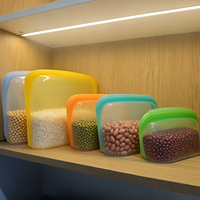 Huishoudelijke keuken voedselbewaarzakken voor koelkastgebruik, voedselveilige siliconen, vershoudend, fruitverzegelend, 1000ml-3500ml verpakt