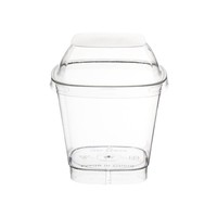 Contenant carré transparent jetable de 150 ml pour tiramisu, en plastique PS injecté, avec couvercles, pour lait, pudding, mousse