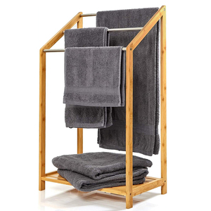 Estante de toalla de <span class=keywords><strong>escalera</strong></span> de bambú clásico, estante de almacenamiento independiente, <span class=keywords><strong>toallero</strong></span> de bambú, Soporte para Baño - Product Image 4