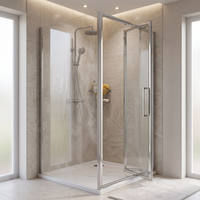 Cabine de douche pliante accordéon gain de place avec verre sablé 6 mm pour appartement