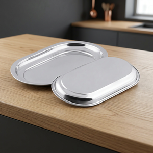 Plateau de service alimentaire durable en acier inoxydable, personnalisable, compatible lave-vaisselle, finition polie, design rectangulaire, usage résidentiel, usage domestique - Product Image 2