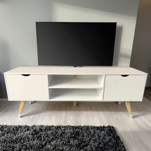 Présentoirs TV LCD modernes 40 50 55 pouces Pieds <span class=keywords><strong>de</strong></span> table en bois <span class=keywords><strong>blanc</strong></span> pour meubles <span class=keywords><strong>de</strong></span> salon modernes pour hôtels - Product Image 6