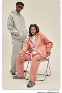 Sweat-shirts à capuche zippés personnalisés avec logo, 420 grammes, en molleton de coton épais de haute qualité, coupe oversize, collection 2026 - Product Image 6