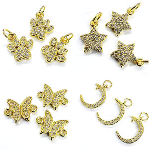 CH-LHP1953 đáng yêu CZ chữ thập/trái tim/con chó chân quyến rũ mạ vàng mặt dây chuyền trái tim mạ bướm quyến rũ nhỏ CZ Đồng quyến rũ bán buôn - Product Image 6