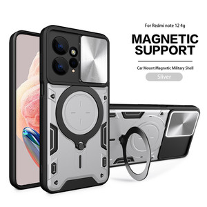 Armure magnétique anneau support voiture support antichoc PC étui glissière lentille protéger couverture étui de téléphone portable pour Redmi <span class=keywords><strong>Xiaomi</strong></span> Note 12 4G - Product Image 6
