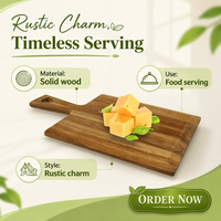 Planche à découper en bois d'acacia, accessoire pour cuisine, planche à fromage pour pizza et fromage, avec poignée en design