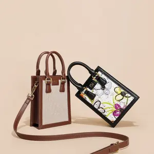 사용자 정의 여성 가방 인쇄 꽃 휴대 전화 가방 패션 어깨 가방 가죽 지갑 및 핸드백