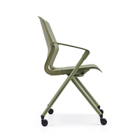 Chaise de conférence empilable avec roulettes silencieuses, dossier ergonomique, structure en PP, pliable et emboîtable