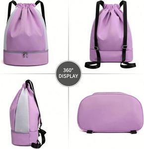 Large <b>Drawstring</b> <b>Backpack</b> Sports Gym Basketball Bag String Beach Swim for Women Promotion Gift Dry Wet Separation Easy to Carry - Product Image 3