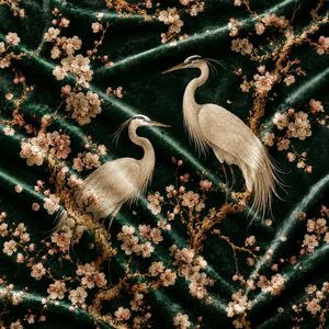 Cortina con diseño de ensueño de pájaros, de terciopelo o opaca, estilo Art Nouveau, cada panel es elegante y decorativo para la sala de estar - Product Image 5
