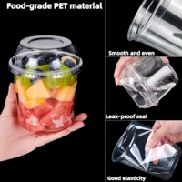 Gobelets en plastique jetables sans BPA avec logo personnalisé 8/12/14/16/24/32oz, contenants pour smoothies, salades, fruits, bols d'açaï avec couvercles