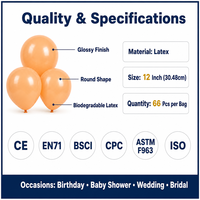 Ballons en latex brillant Feile, lot de 66, 12 pouces, orange pastel, 7 onces, pour décorations de fête - mariage, anniversaire, fête prénuptiale, etc.