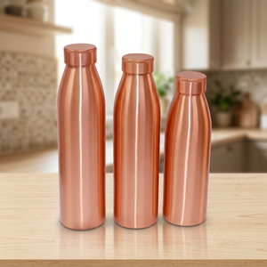Bouteille d'eau en cuivre de qualité supérieure, impression de logo personnalisée, réutilisable, compatible lave-vaisselle, revêtement anti-corrosion, poignée et mousqueton - Product Image 1