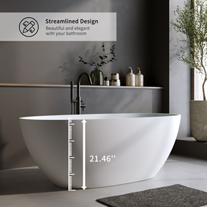 59'' Solid Surface Matte Tub Solid Surface Soaking Tub Acrylic Steel Freestanding Bathtub Modern Bathroom <b>Storage</b> - Product Image 6