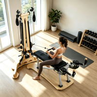 BSW Fitness Maple Wood Adjustable Wall Mount untuk Studio Pilates Tower - Tahan Lama, Ramah Lingkungan, Latihan Mobilitas Tulang Belakang