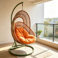 Fauteuil suspendu moderne en rotin tressé pour jardin, patio, véranda, balcon, en forme d'œuf