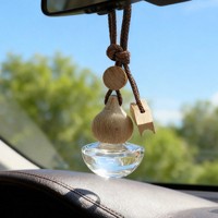 Diffuseur d'arômes suspendu minimaliste en verre avec bouchon en bois pour voiture et maison, fabrication OEM