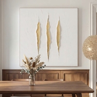 Peinture à l'huile abstraite moderne de luxe, feuille d'or, peinte à la main, texture 3D épaisse, plâtre blanc, toile coupée, taille personnalisable