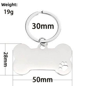 Vente en gros de <span class=keywords><strong>porte</strong></span>-clés mousqueton en acier inoxydable, pendentif pour animaux de compagnie en forme d'os, creux, vierge pour gravure de logo publicitaire - Product Image 3