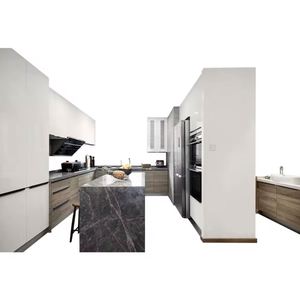 Ensemble complet de meubles de cuisine fonctionnels pour appartement, design de luxe en bois massif avec îlot central - Product Image 6