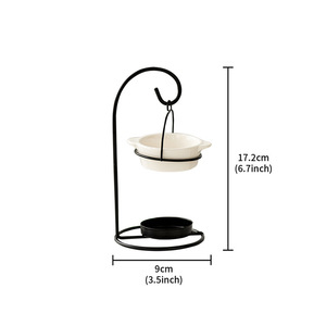 Venta al por mayor de cerámica blanca soporte de metal negro Cera colgante quemadores de fusión aromaterapia quemador de aceite esencial decoración del hogar - Product Image 3