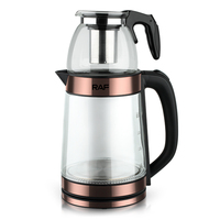 RAF Vente à Chaud Multifonction 0.5L + 2.2L Russe Turc Double Pot En Verre Électrique Théière Électrique Bouilloire Samovar avec Infuseur