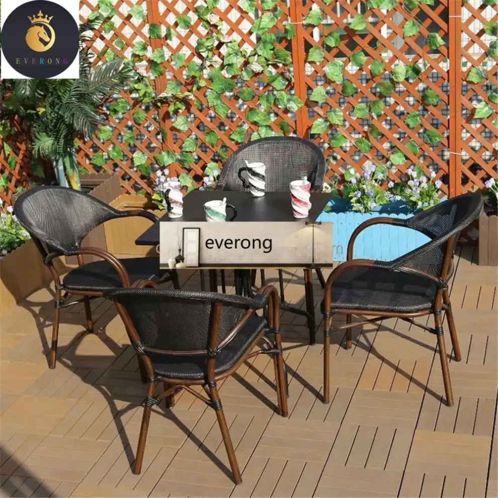 Metal bambu mobilya düğün parti yığını kamp masası bambu veranda bistro set ahşap katlanır masa seti