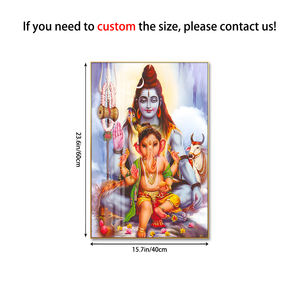 Huamiao 40*60cm père avec enfant famille peinture mur Art hindouisme Shiva Ganesh cadre verre peinture - Product Image 2