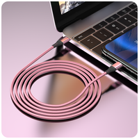 Grosir kabel Data pengisi daya Cepat tipe-c kabel USB C kepang nilon Tipe c untuk ponsel Android