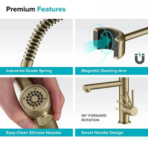 Grifo de cocina Monomando de preenjuague de estilo comercial con relleno de olla en grifo mezclador de cocina extraíble con resorte de punto - Product Image 5