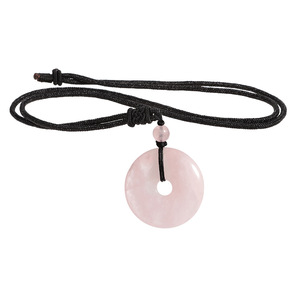 Collar con Colgante de Donut de Piedras Preciosas Naturales, Ojo de Tigre, Lapislázuli, Amatista, Cuarzo Rosa, para Mujer y Hombre - Product Image 2