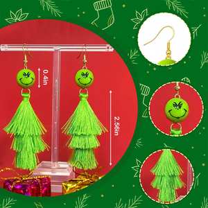 Elegantes Pendientes Colgantes Verdes para Mujer con Patrón de Trébol Arcoíris y Animales, Joyería para Fiestas, Viajes y Regalos - Product Image 6