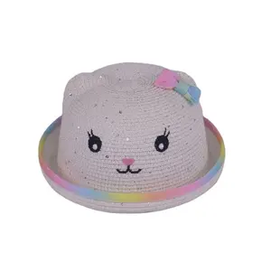 Factory Supplier children sun hats custom print girls beach hats straw china