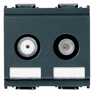 <b>TV</b>-RD-SAT Socket With 2 Outputs Grey 5.1x4.3x5.3 Cm <b>Wiring</b> Accessory - Product Image 1