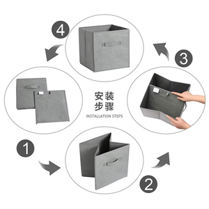 Boîte de bacs de <span class=keywords><strong>rangement</strong></span> pliable Cubes de <span class=keywords><strong>rangement</strong></span> en tissu pliable Organisateur de stockage de vêtements de chaussures avec couvercle à poignée en métal - Product Image 4