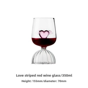 Tlife ménage cristal verres <span class=keywords><strong>cupidon</strong></span> coeur rayure haute Base rouge verre à vin cadeaux - Product Image 6