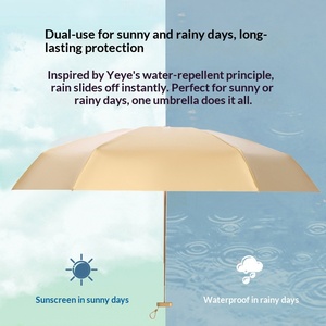 Parapluie Mini Portable Pliant 6 Baleines en Caoutchouc Doré avec Protection UV 50% et Logo - Product Image 3