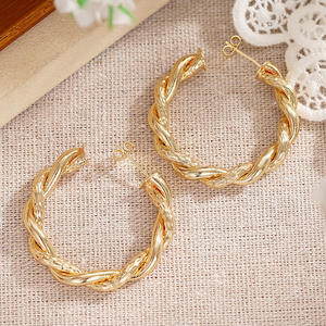 Orecchini a Cerchio Intrecciati in Oro Massiccio 18K, Stile Classico Unisex per Uso Quotidiano - Product Image 5