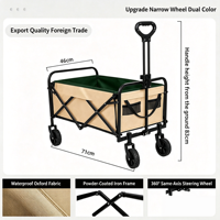 Chariot pliable, chariot utilitaire pliable avec quatre roues, poignée de traction, poches de rangement latérales pour le camping, le jardin et les activités de plein air
