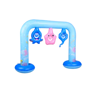 New Water fun 3.7 ft tall inflatable octopus starfish sprinkler arch with shooter kid sprinkler toy and game